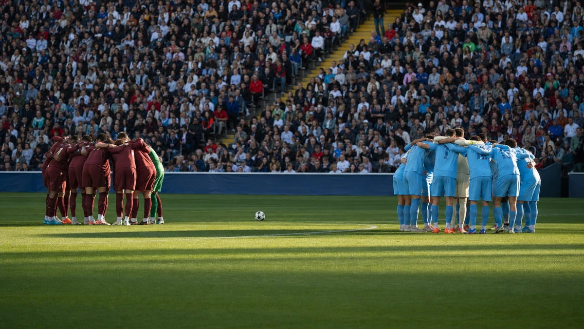 Spillsituasjon fra en fotballkamp i Champions League.